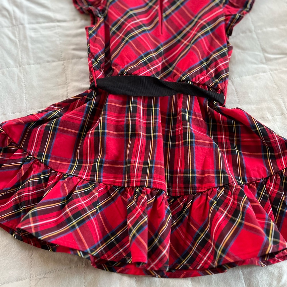 Crewcuts NEW Tartan plaid Red Christmas Holiday Dress Size 2 Black Ribbon Belt - Picture 13 of 14